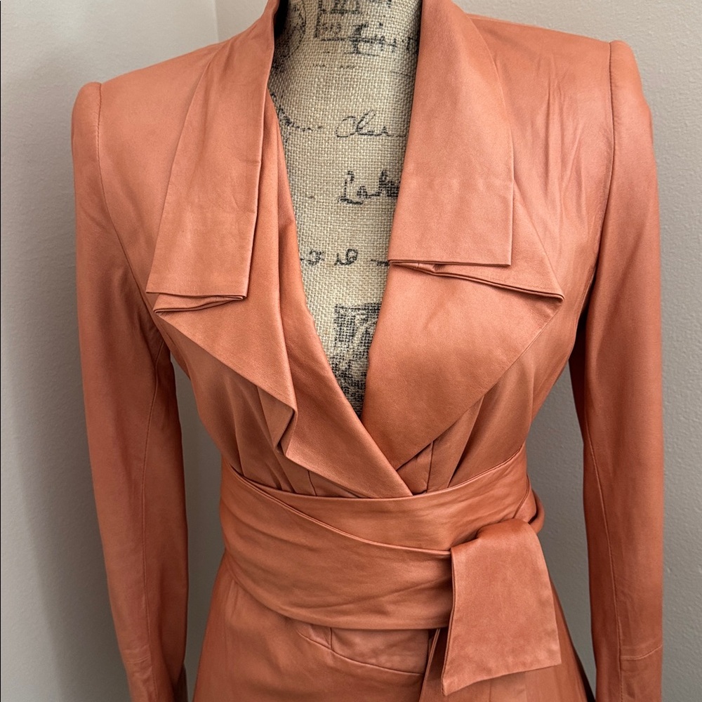 Elie Tahari Terracotta Belted Blazer - Picture 2 of 10